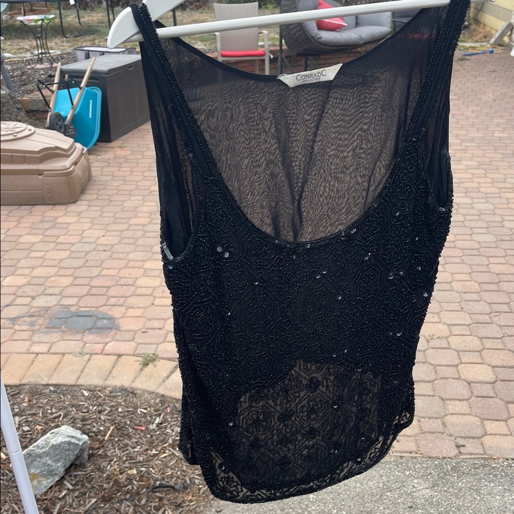 Black Beaded Women's Top